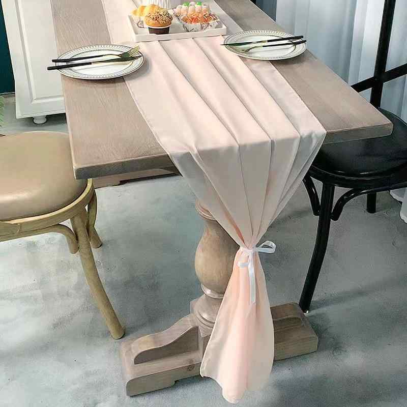 テーブルランナー シフォン シンプル 無地 ヨーロピアン アメリカン スタイル ホテル 結婚式 披露宴 装飾 上品 エレガント ポリエステル 多色展開 70cm 300cm イベント パーティー
