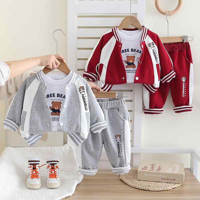 セットアップ 男の子 ベビー キッズ 春秋 長袖 ロングパンツ スリーピース スポーツ カジュアル キャラクター柄 コットン 柔らか素材 おしゃれ
