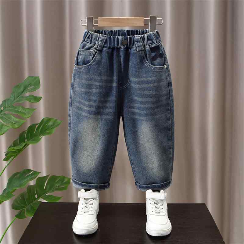 デニムパンツ 男の子 キッズ ジュニア カジュアル 刺繍 おしゃれ トレンド ロング丈 コットン ゆったり..