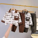 キッズ ベビー服 男の子 女の子 兼用 ユニセックス 韓国子供服 綿100% コットン 総柄 ロゴプリント ブルゾン ロングパンツ 長袖 3点セット 秋 秋冬 ...