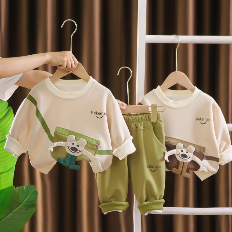 セットアップ ベビー キッズ 男の子 クマ ベアー バックパック 鞄 おしゃれ カジュアル 春秋 コットン ..