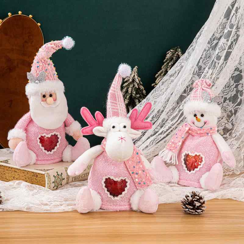 ギフトバッグ クリスマス 飾り付け かわいい ピンク ハート柄 布製 プレゼント 小物 ラッピング お菓子入れ パーティー イベント おしゃれ ミニ