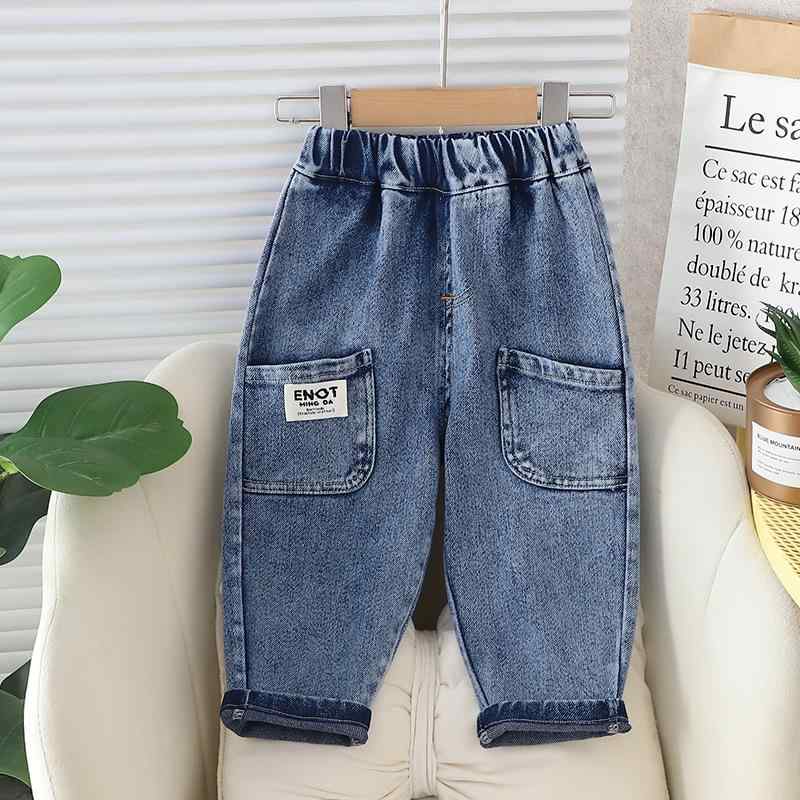 ウエストゴム 酵素洗い デニムパンツ キッズ 男の子 ベビー 0-5歳 春秋 シンプル カジュアル 無地 韓国..