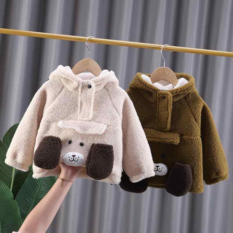 裏起毛 立体 犬 キャラクター キッズ 男の子 パーカー スウェット 綿90% 厚手 長袖...