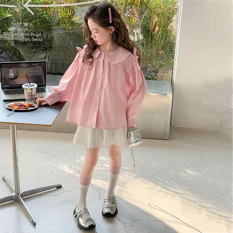 ブラウス キッズ 女の子 かわいい ガーリー 韓国ファッション おしゃれ ドールブラウス 襟付き 長袖 ト..