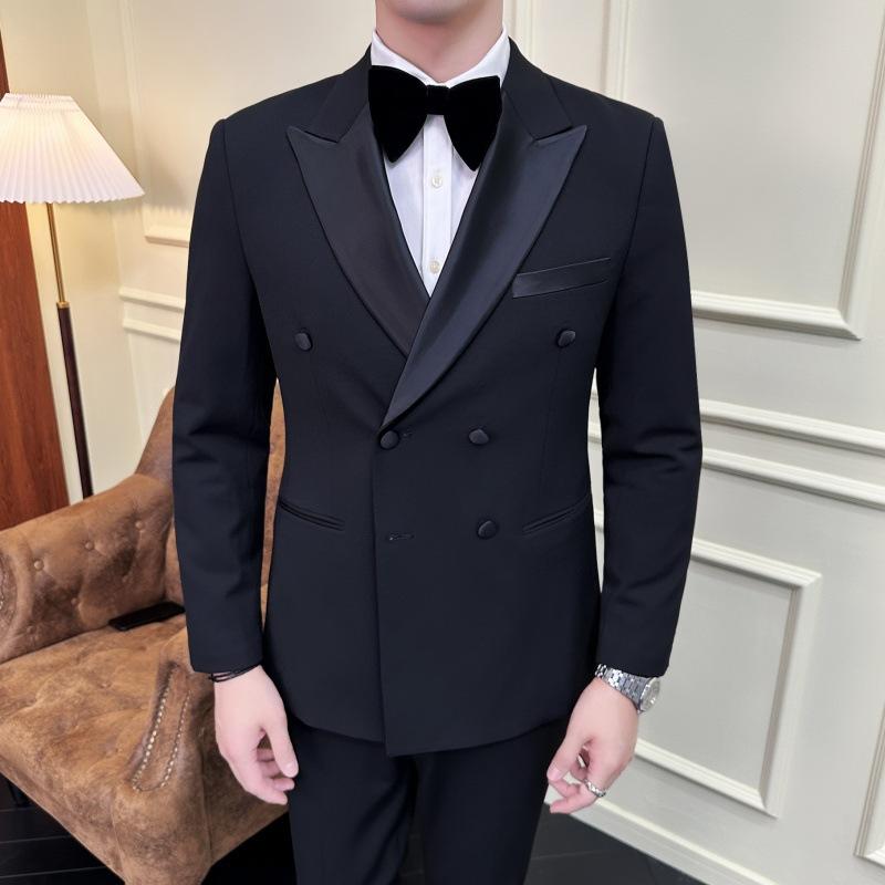 キッズ 男女兼用 スーツ 高級感 ダブルブレスト ピークドラペル サテン襟 フォーマル セットアップ 結婚式 発表会 入学式 卒業式 七五三