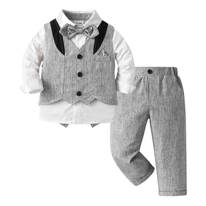 フォーマルスーツ 男の子 キッズ 結婚式 発表会 入学式 タキシード ベスト ロングパンツ 3点セット 欧..