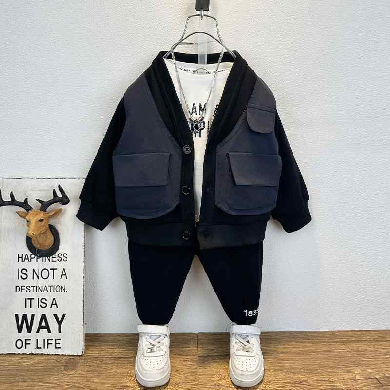 キッズ トレーナー 男の子 Vネック フェイクレイヤード 重ね着風 長袖 プルオーバー 春秋 カジュアル ..