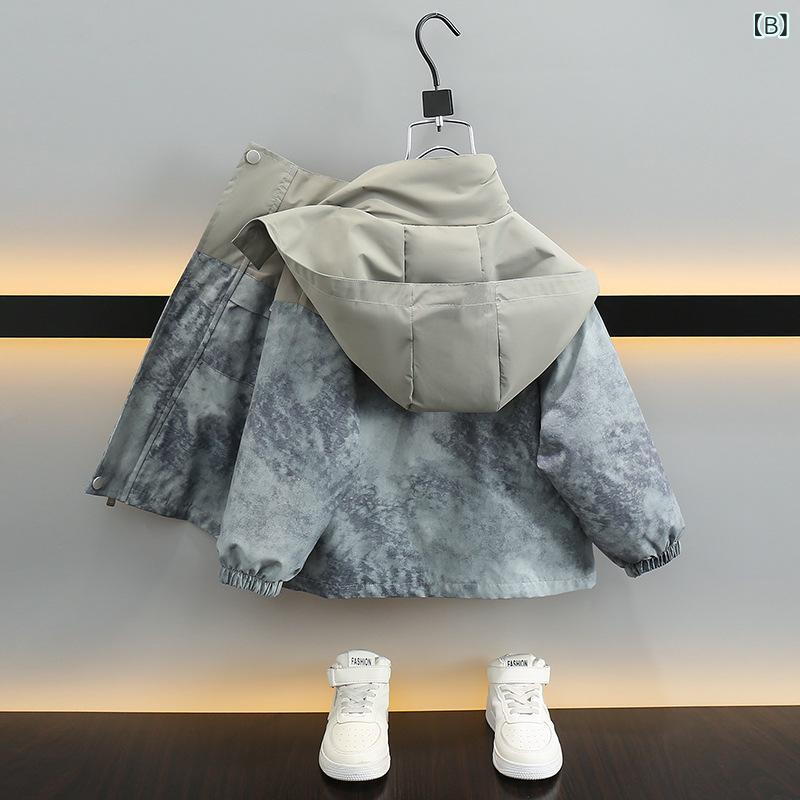 マウンテンパーカー キッズ 男の子 春秋 厚手 ライナー着脱可能 2WAY 防風 フード付き カジュアルスタイル ポリエステル素材 ショート丈 アウター ジャケット