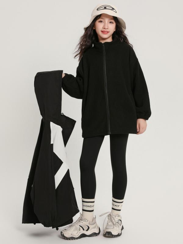 キッズ 女の子 3WAY 中綿入り 裏ボア マウンテンパーカー 秋冬 フード付き ジップアップ 韓国ファッシ..