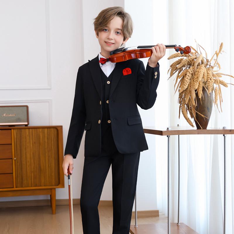 フォーマルスーツ キッズ 男の子 秋冬 イングリッシュスタイル 発表会 司会 ピアノ 結婚式 誕生日 記念日 リングボーイ 柔らかい肌触り シングルボタン 長袖...