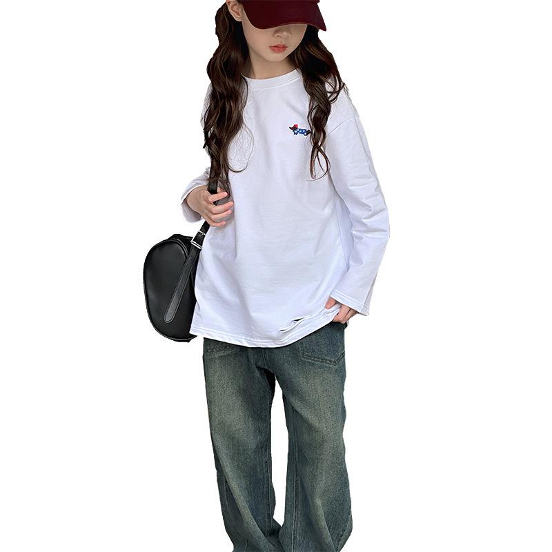 Tシャツ 女の子 キッズ ジュニア 秋冬 裏起毛 あったか 綿100% 柔らかい ソフトタッチ 長袖 韓国風 カジュアル シンプル ベーシック 無地 インナー トップス 普段着 通学 小中学生向け