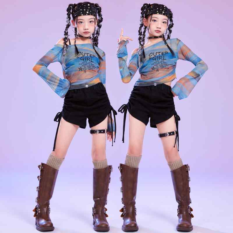 ダンス衣装 女の子 キッズ ジャズダンス ヒップホップ ストリートダンス 発表会 ステージ パフォーマン..