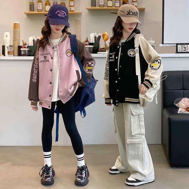 ジャケット キッズ 女の子 韓国子供服 スタジャン 厚手 裏起毛 中綿入り あったか ジュニア アウター ..