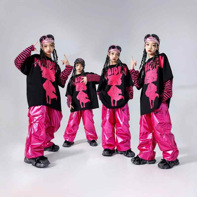 ダンス衣装 キッズ 男の子 女の子 光沢 エナメル調 フェイクレザー ストリート ヒップホップ ベスト ジレ 発表会 ステージ ダンスウェア ドーパミンカラー ビビッド
