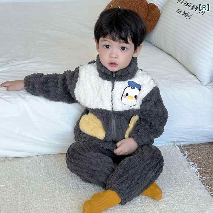 パジャマ キッズ 男の子 秋冬用 サンゴフリース フランネル 厚手 暖かい あったか 保温性 ルームウェア 部屋着 ジュニア 小学生
