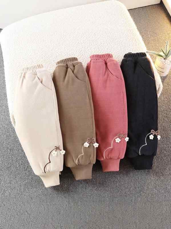 スウェットパンツ キッズ 女の子 ベビー 子供 幼児 裏起毛 あったか 暖かい ロングパンツ 綿 コットン 秋冬 カジュアル 普段着 部屋着 やわらか ミドルウエスト 1歳 2歳 3歳 80cm 90cm 100cm