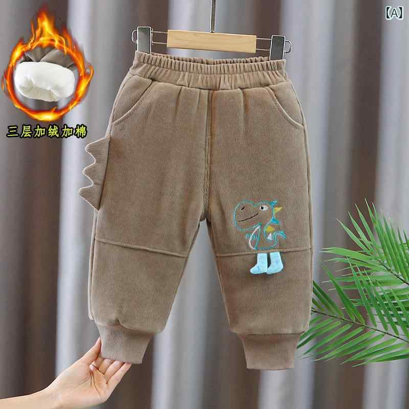 パンツ 男の子 ベビー 幼児 裏起毛 スポーツ スウェット 綿 恐竜柄 おしゃれ カジュアル 外出用 ユニセックス 秋冬