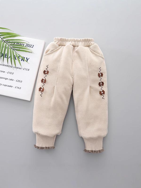 パンツ ベビー 女の子 冬 防寒 保温 裏起毛 厚手 中綿入り スウェットパンツ 普段着 お出かけ スポーツ..