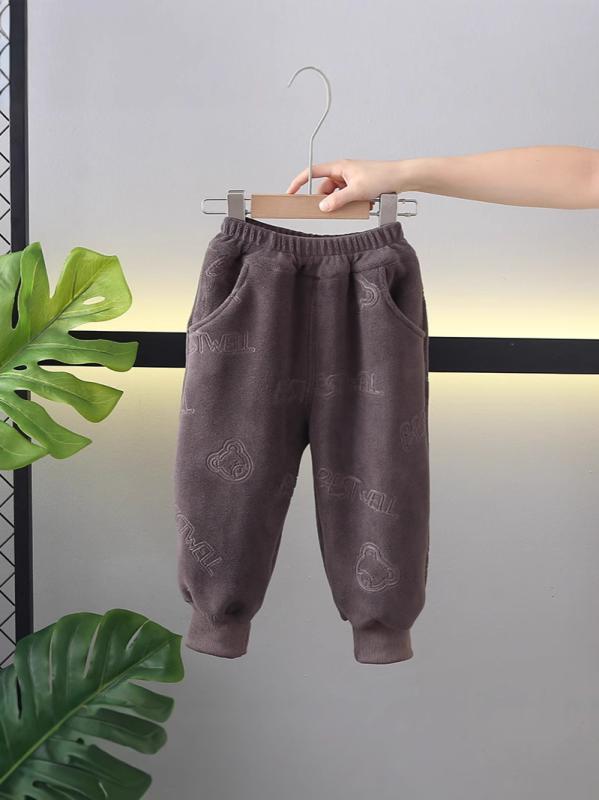 パンツ ベビー 男の子 秋冬 お出かけ カジュアル 裏起毛 あったか 綿 長ズボン 着回し力抜群 クマ柄 男..