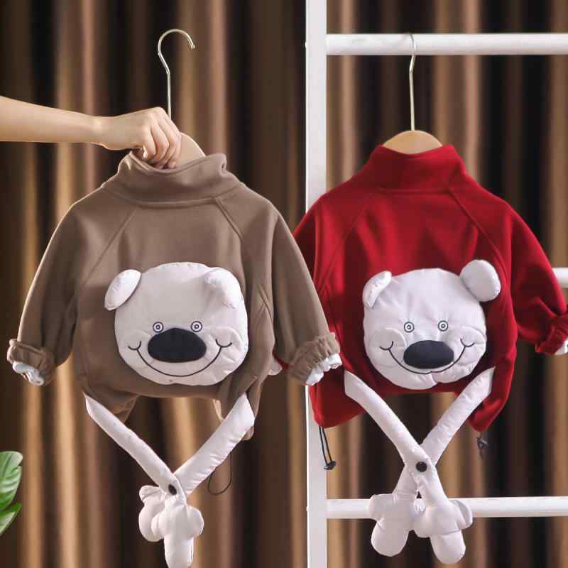 アウター ベビー 男の子 女の子 キッズ 韓国風 おしゃれ 立体クマ 斜めジップ ファスナー 長袖 スタン..