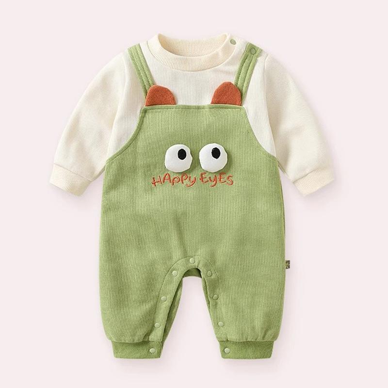 ・カテゴリ: ロンパース・スタイル: 韓国風・主な素材: 綿100%・適用シーズン: 春、秋・対象年齢: 新生児 (0〜1歳)・性別: ユニセックス・袖丈: 長袖・厚さ: 普通・開閉部: プルオーバー・カラー: グリーン・サイズ展開: 59cm, 66cm, 73cm, 80cm, 90cm