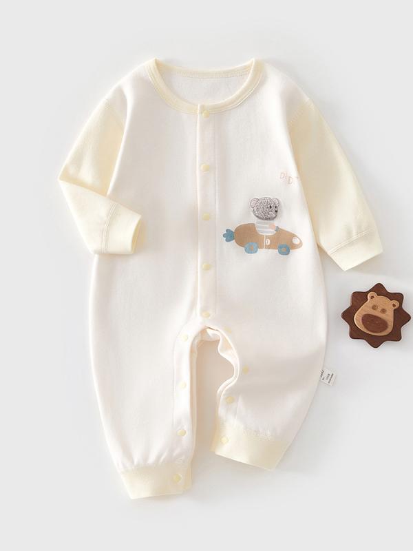 ロンパース 新生児 ベビー 男の子 女の子 カバーオール 綿100 コットン 長袖 前開き スナップボタン 縫..