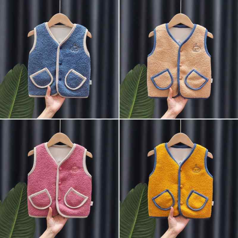 ベスト キッズ 男の子 女の子 男女兼用 ボア フリース 中綿入り 厚手 暖かい 防寒 前ボタン アウター ..