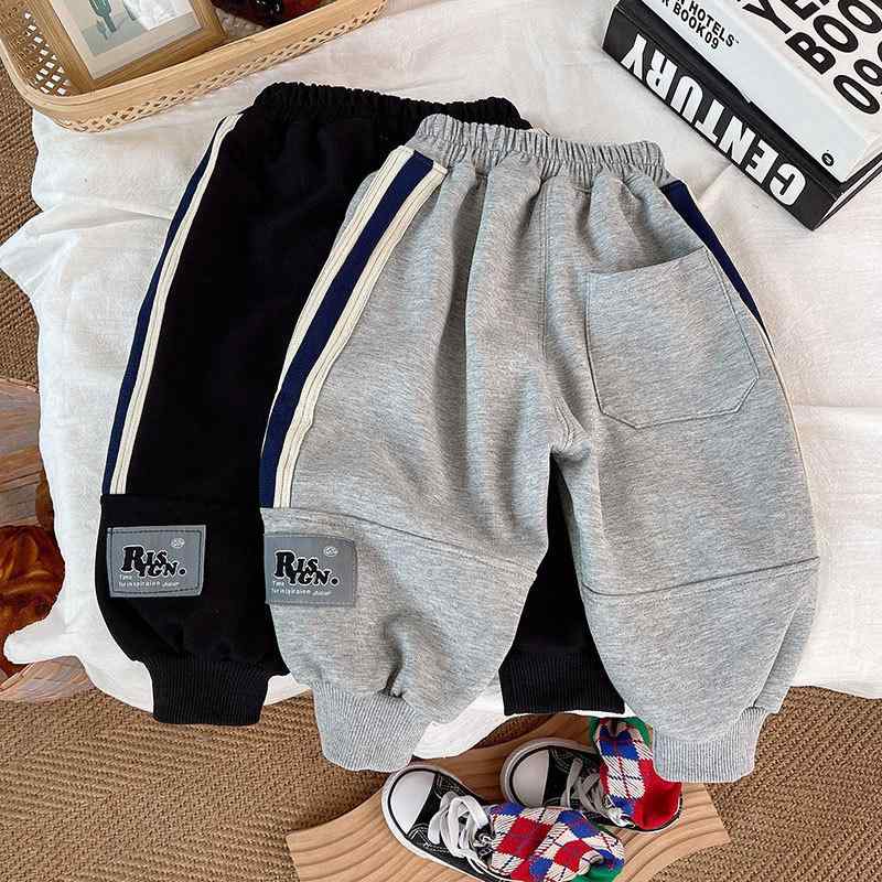 キッズ ベビー スウェットジョガーパンツ カジュアル 韓国風 春秋 綿混 ウエストゴム 裾絞り ロング丈 ..