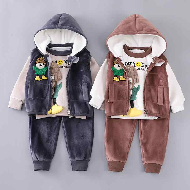 ・性別: 男女兼用・スタイル: 韓国風・セットタイプ: パンツセット・セット内容: 3点セット・内容物: 服装・対象年齢: 1〜3歳・身長目安: 80〜100cm・袖丈: 長袖・フード: 付き・パンツ丈: ロング・生地加工: 剪毛加工・厚さ: 厚手・柄: カートゥーン・デザイン要素: カートゥーン・生地名: 再生繊維・主な素材: ポリエステル・主な素材混率: ポリエステル80%・安全基準: B類・開閉スタイル: ジップアップ・カラー展開: グレー、ブラウン、グリーン、ピンク、ダークグレー、ローズレッド・サイズ展開: 80cm、90cm、100cm、110cm・カテゴリ: 子供用セットアップ