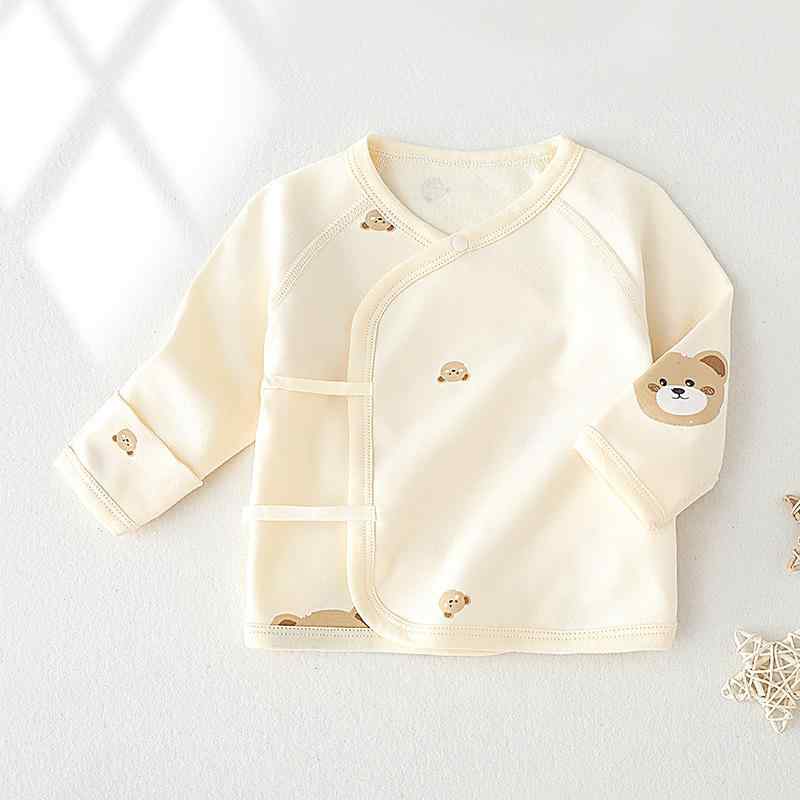 ベビー 新生児 赤ちゃん 短肌着 打ち合わせ肌着 綿100% フラットシーマ 縫い目なし 吸湿性 通気性 柔らかい 春秋 くま柄 出産準備 産院必需品