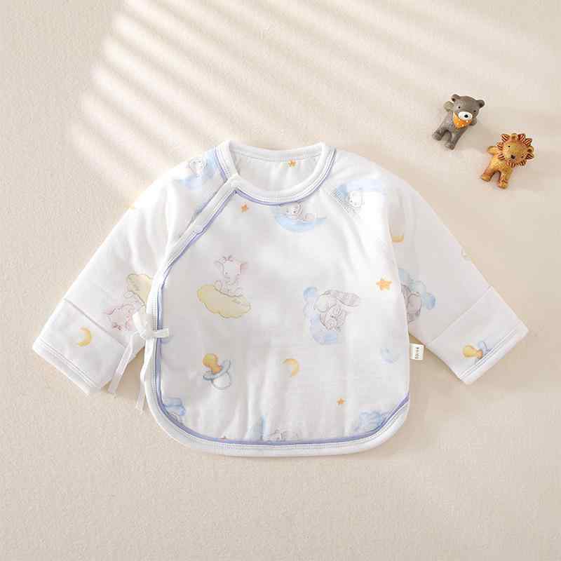 新生児肌着 ベビー 赤ちゃん 男女兼用 秋冬 厚手 純綿 コットン100% A類 やわらか素材 フードなし 丸首 かわいいアニマル柄 出産準備 入院準備 退院着 0-3ヶ月 産着