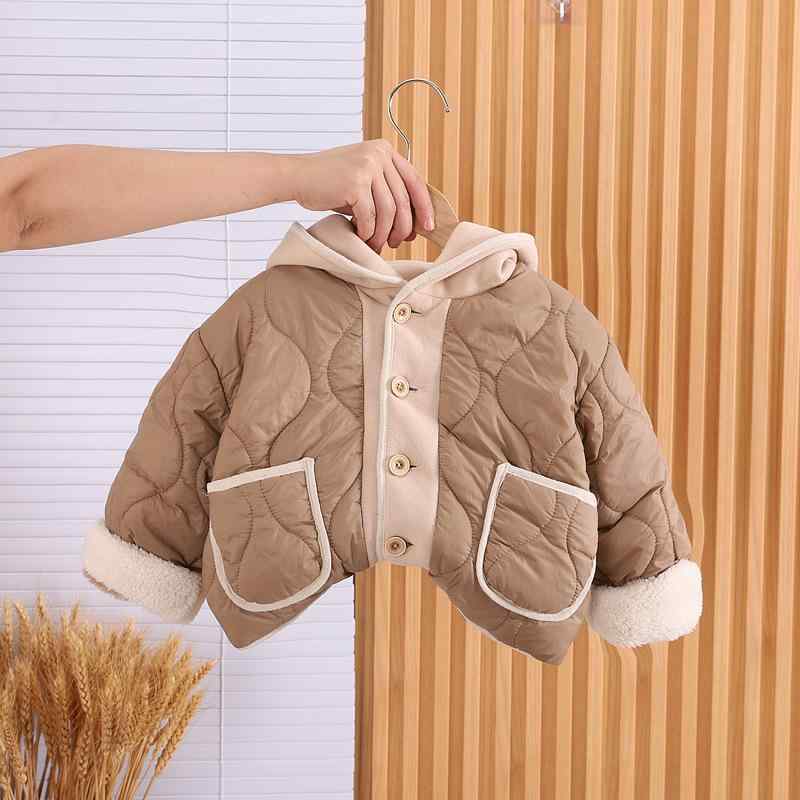 アウター キッズ 男の子 女の子 男女兼用 幼児 裏起毛 厚手 フード付き 防寒 秋冬物 コットン ウェーブ..