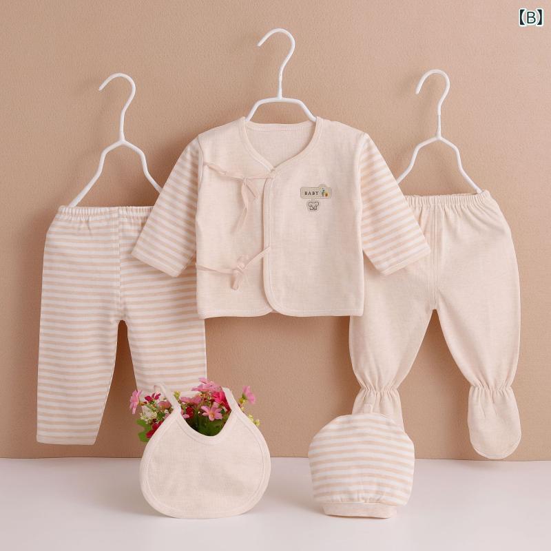 セキュアデポのベビー服 新生児 ベビー 男女兼用 オーガニックコットン 5点セット 長袖 ロンパース カバーオール 紫外線カット 柔らかな肌触り 斜め襟 スナップボタン留め オールシーズン キャラクター かわいい 出産祝い ギフト 高品質 安心｜アングル3
