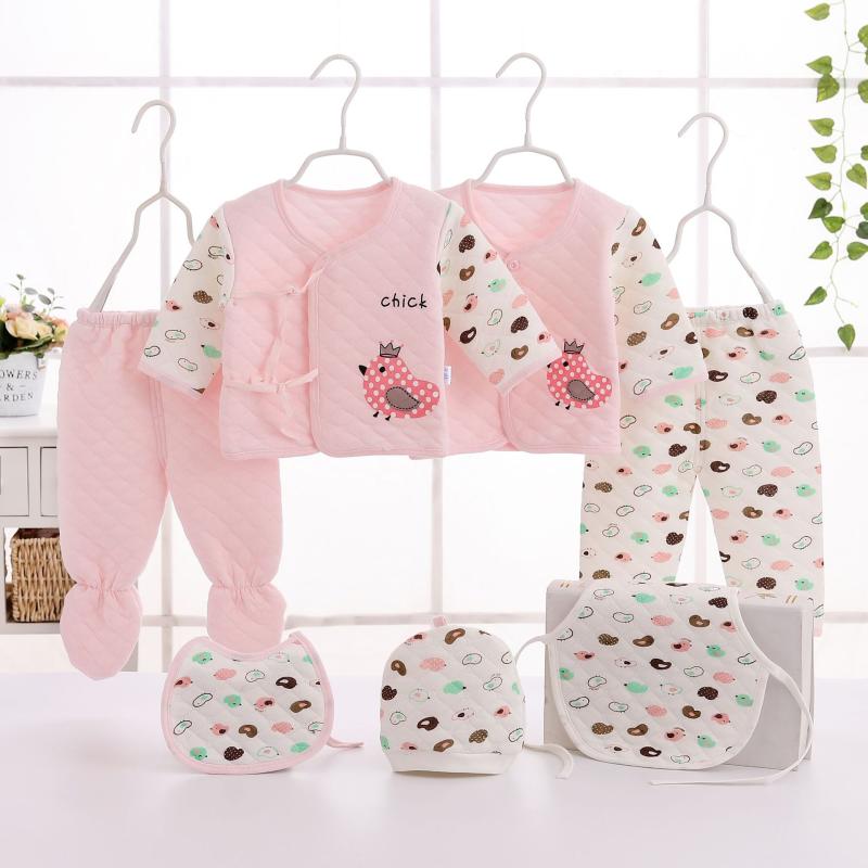 ベビーウェア 厚手 保温 あったか 綿混 キャラクター柄 男の子 女の子 新生児 ベビー 0-3ヶ月 肌着 パンツ 7点セット セットアップ