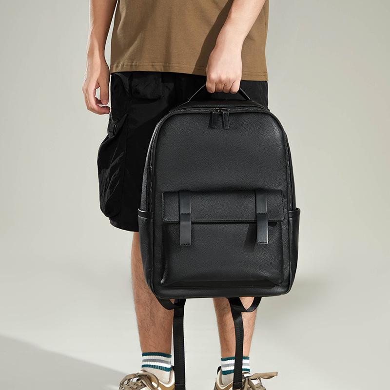 リュック メンズ ビジネス 通勤 大容量 ノートPC収納 16インチ対応 A4ファイル対応 旅行 出張 バックパック レザー調 撥水加工 ブラック