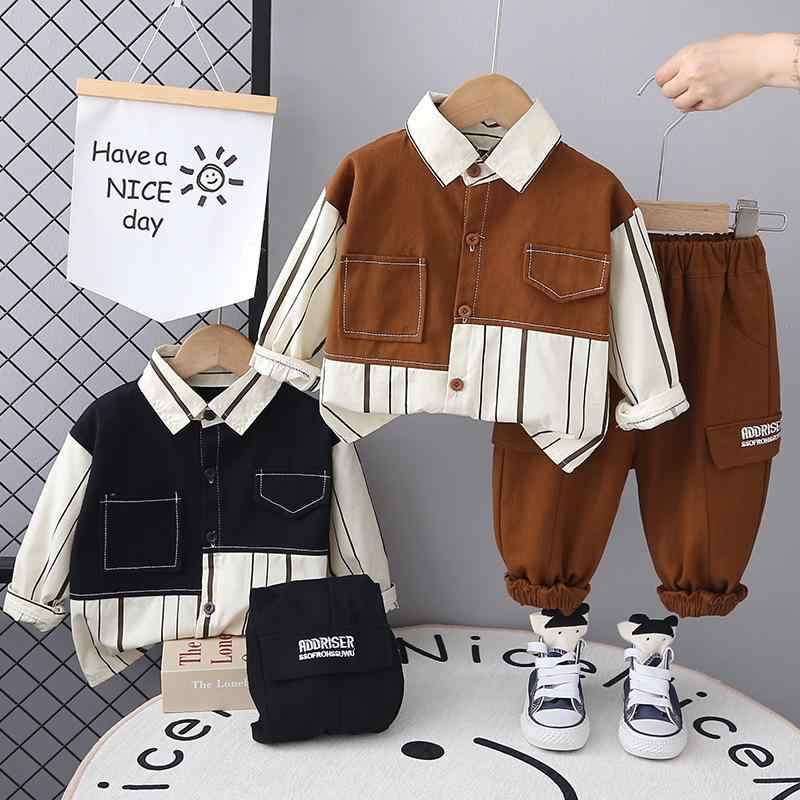 キッズ 男の子 ベビー セットアップ 斜めストライプ 切り替え 配色 韓国風 綿 コットン 2点セット 上下セット 秋 普段着 ルームウェア