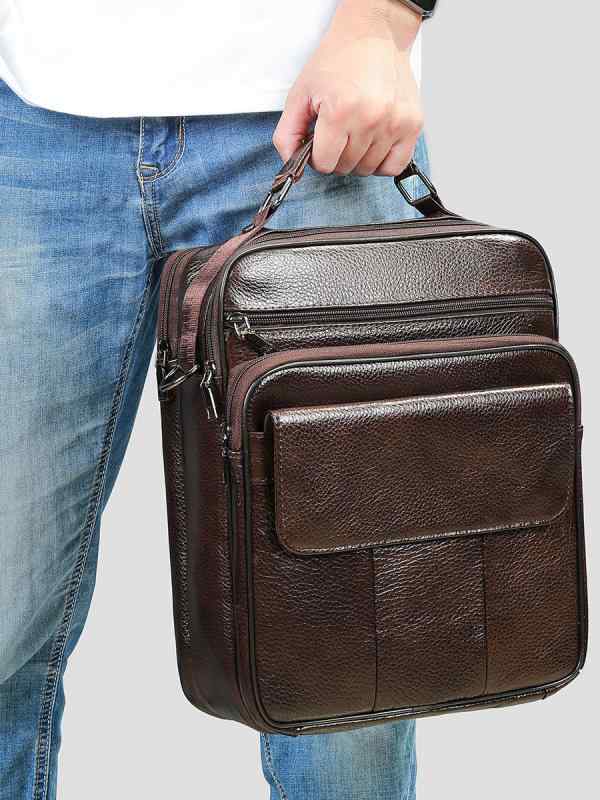 Rakuten - ショルダーバッグ メンズ 本革 牛革 ビジネス 通勤 通学 大容量 13インチPC収納 耐摩耗 レトロ 欧米風 斜め掛け 手提げ 2way 多機能 日常使い