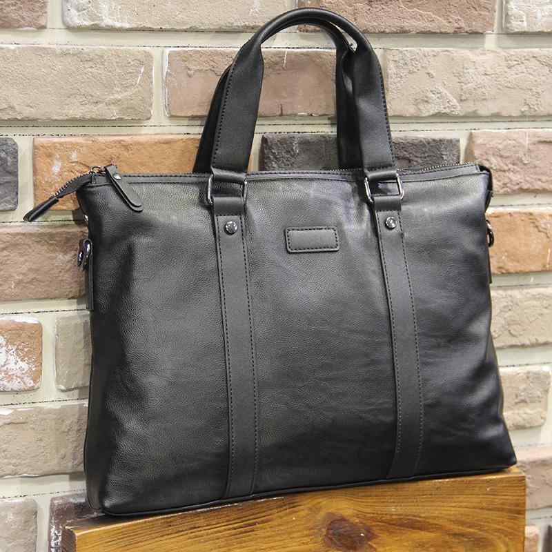 ビジネスバッグ メンズ 手提げ 防水 軽量 耐摩耗 通勤 出張 ブリーフケース ショルダーバッグ A4対応 15インチPC収納 PUレザー 切り替え おしゃれ ブラック(4)