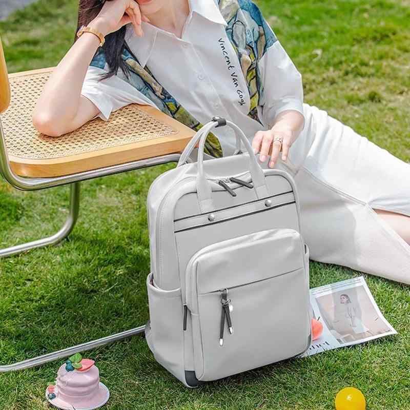 Other - リュックサック レディース 防水 ノートPC収納 ナイロン ファッション カジュアル 旅行 通学 大容量 多機能 スクールバッグ ブラック グレー アイボリー