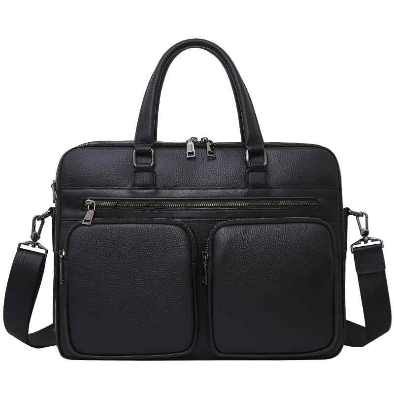 ビジネスバッグ メンズ 牛革 本革 厚手 大容量 防水 防犯 15インチPC対応 A4 B4対応 通勤 出張 手提げ 斜め掛け ショルダーバッグ ブリーフケース 鞄 黒