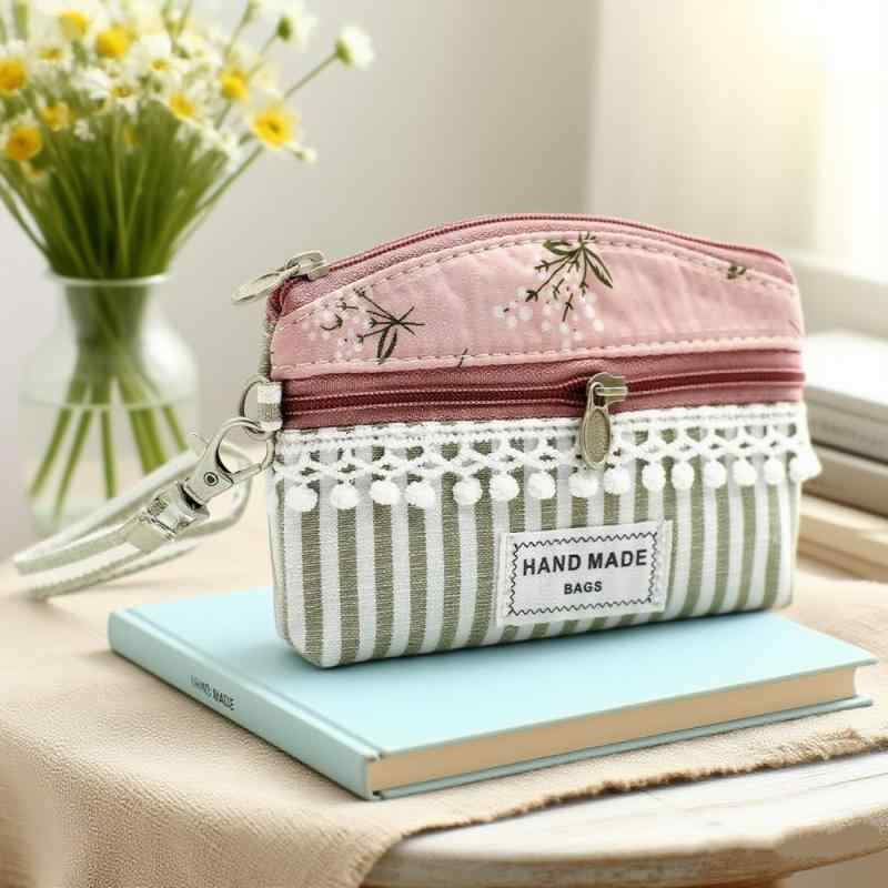 小銭入れ レディース タンポポ柄 ダブルファスナー ミニ 手提げ おしゃれ かわいい ファッション 布製 ..