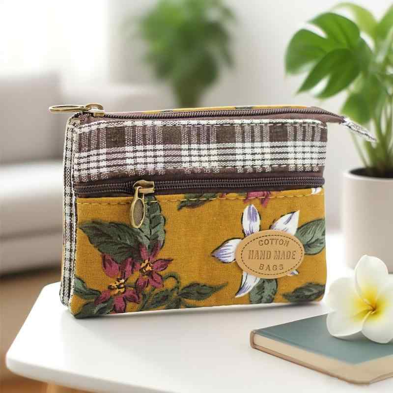 コインケース レディース 4層構造 多機能 大容量 コットン 花柄 ミニ財布 布製 かわいい おしゃれ 日常..