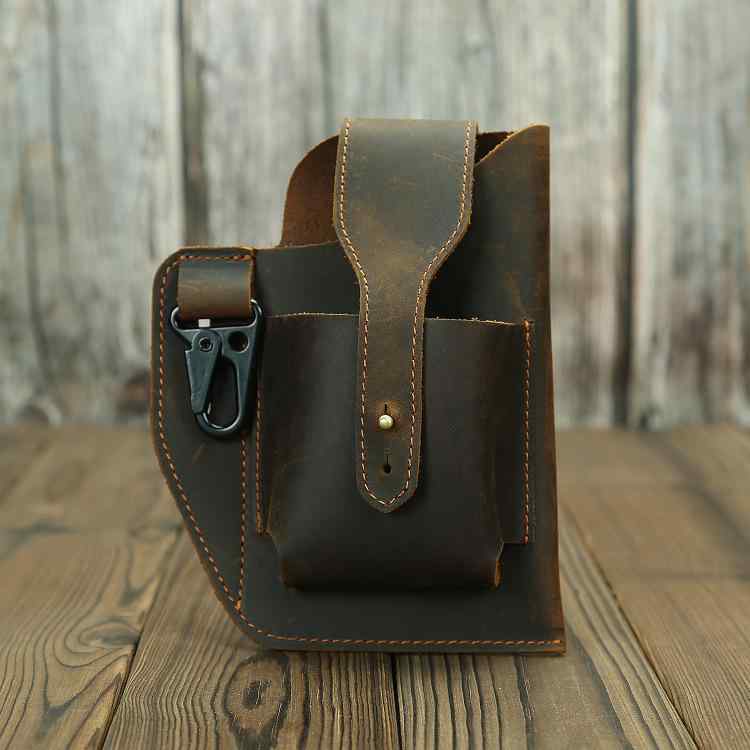 ウエストポーチ メンズ クレイジーホースレザー 本革 牛革 スマホポーチ タバコケース 欧米風 レトロ ..