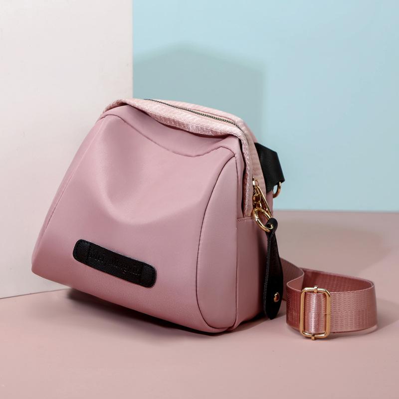 ショルダーバッグ レディース ミニ 斜め掛け オックスフォード生地 ナイロン 防水 シンプル 軽量 カジュアル ストリート シェル型 中サイズ ファスナー開閉 グリーン ブラック ピンク