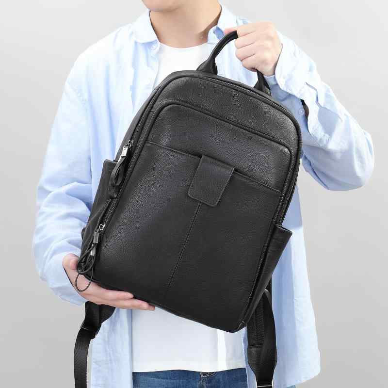 楽天セキュアデポリュック メンズ 牛革 本革 軽量 負担軽減 防水 耐摩耗 ストリートカジュアル トレンド ビジネス 通勤 通学 旅行 お出かけ ブラック 14インチPC収納 A4対応 衣類収納