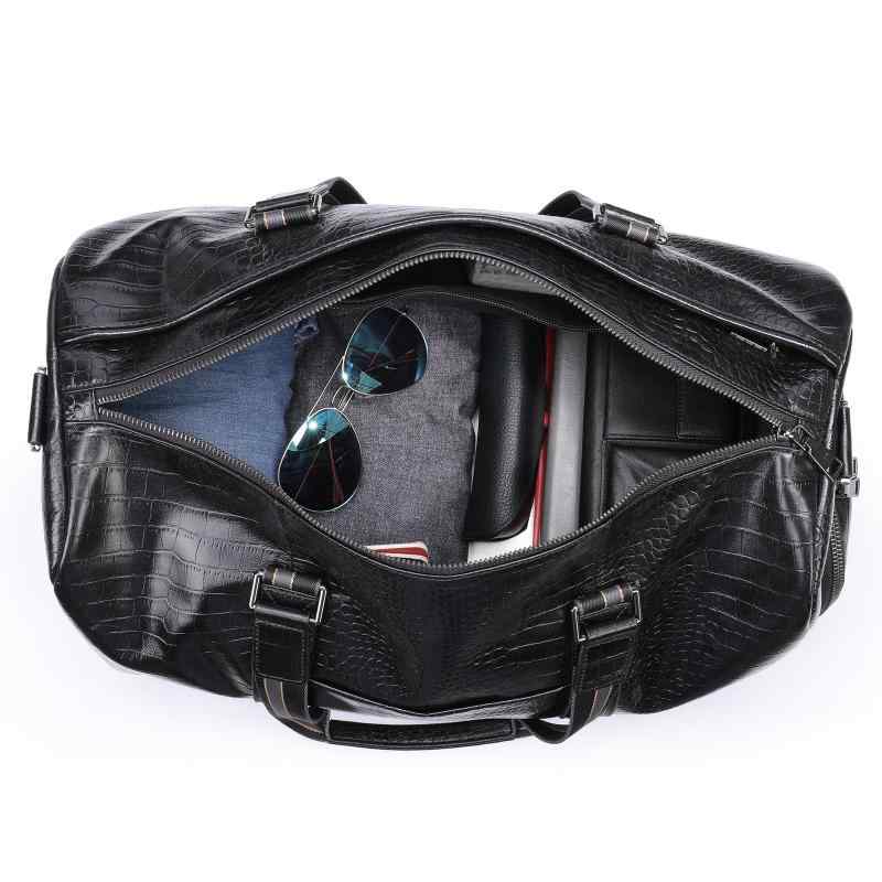 ボストンバッグ メンズ 本革 牛革 クロコ型押し 乾湿分離 防水 耐摩耗 シューズ収納付き 多機能 ジム ..