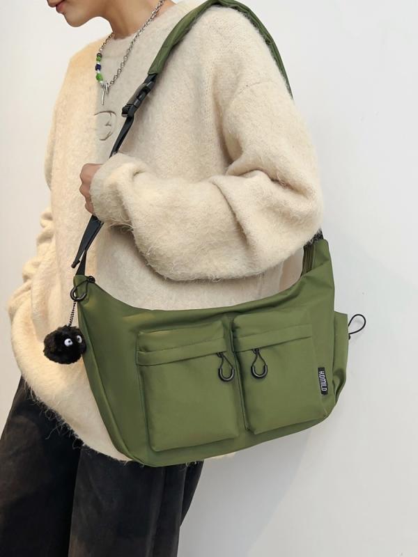 ショルダーバッグ レディース 秋冬 帆布 斜めがけ 肩掛け 通学用 大容量 スクールバッグ 女子大学生向け きれいめカジュアル ギョーザ型 通勤 普段使いに最適