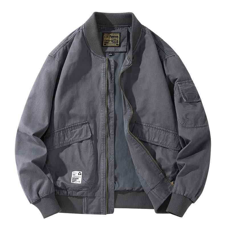ジャケット メンズ ウォッシュ加工 綿 厚手 スタンドカラー ジップアップ カジュアル ゆったり リラッ..