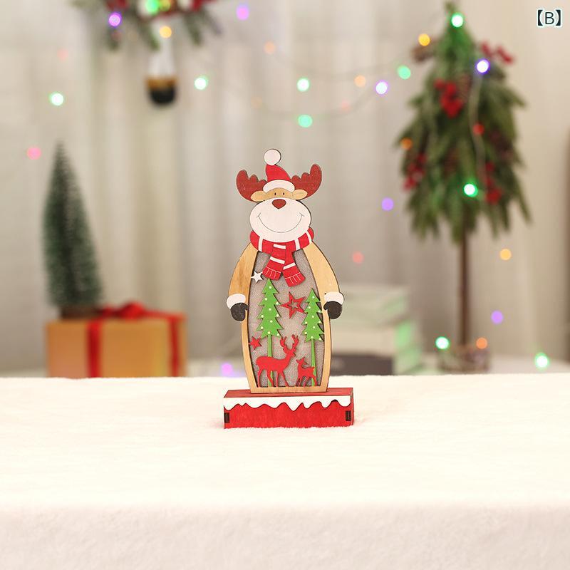 クリスマス 置物 木製 光る 立ち姿 サンタクロース 雪だるま トナカイ おしゃれ かわいい 卓上飾り デコレーション インテリア オーナメント 北欧風 プレゼント